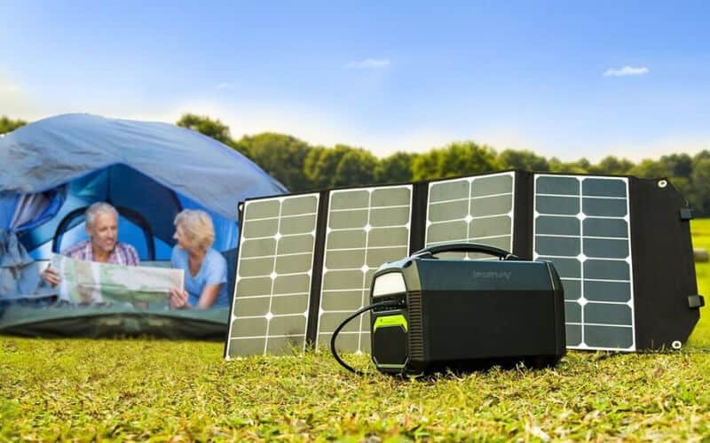 UPEOR Portable Solar Generator,Portable Solar Generator with Solar Panel,Solar Power Generator Kit,Camping Fishing Emergency Electric Generator,Solar Powered Charger,Lithium Battery Backup Power 