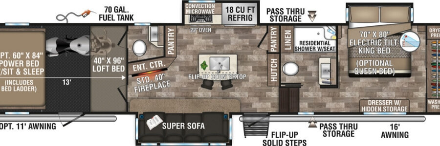 The 2020 KZ Venom V4013TK Floor Plan