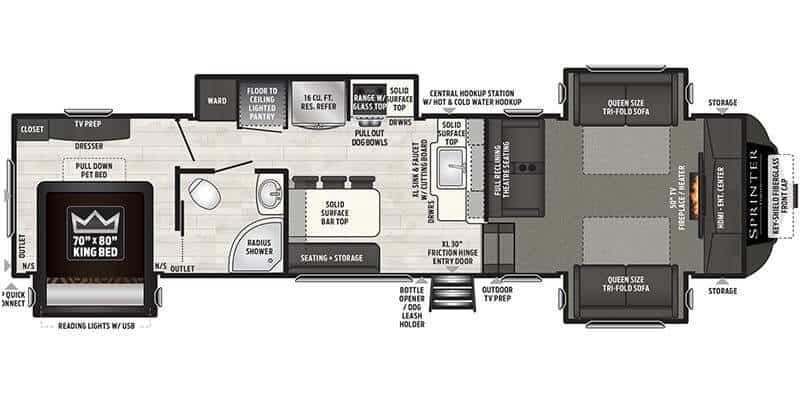 Keystone RV Sprinter 3341FWFLS Floorplan Keystone RV Sprinter 3341FWFLS Floorplan