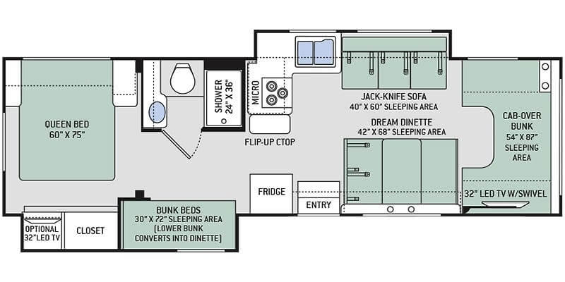 Thor Motor Coach – Chateau 30D Floorplan Thor Motor Coach – Chateau 30D Floorplan