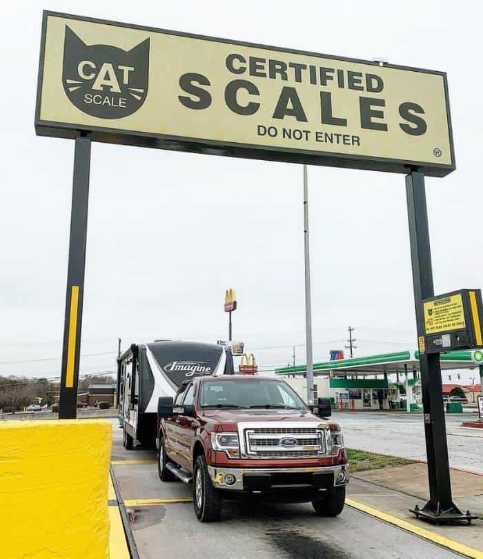 RV getting weighed at a CAT Scale