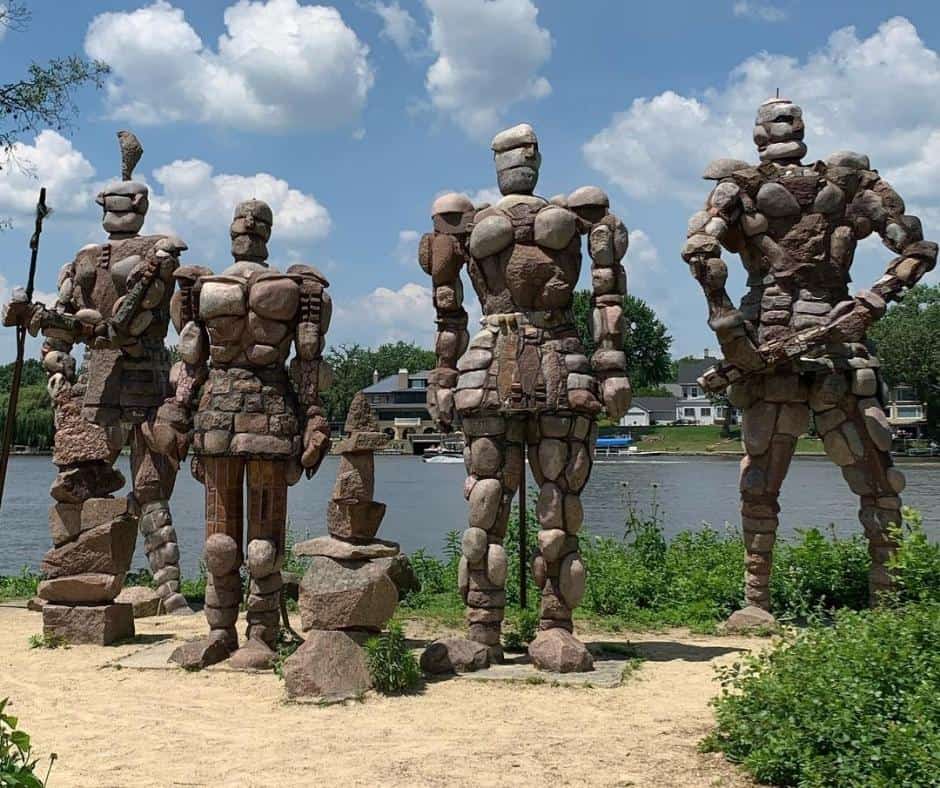 Weirdest Roadside Attractions in all 50 states across America 14 The-Rockmen-Guardians-Illinois