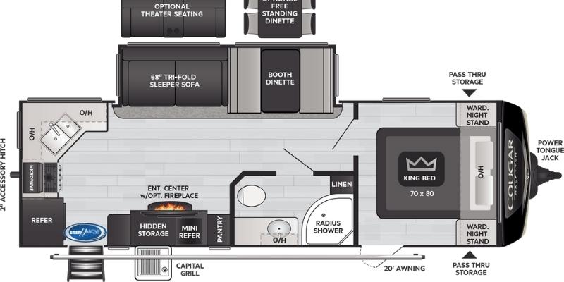 7 Awesome Travel Trailer Floor Plans with Rear Kitchens 6 Keystone RV Cougar Half-Ton 26RK