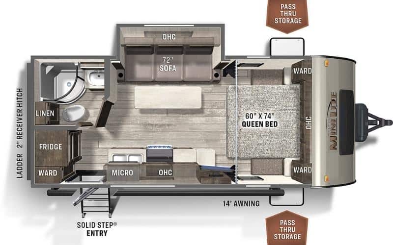 6 Smallest Camper Trailers With Slide-Outs That Offer Extra Living Space 3 Forest River - Rockwood Mini Lite 2109S