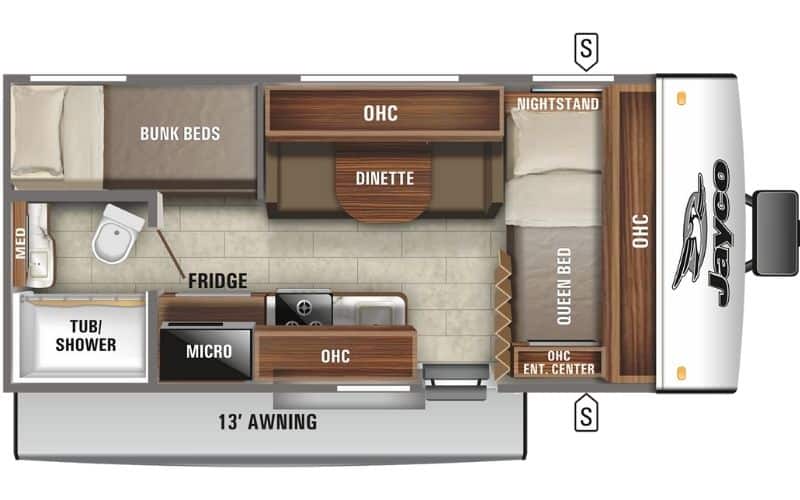 6 Best Bunkhouse Travel Trailers Under 5000 lbs For Traveling with Family 3 Jayco - Jay Feather Micro 171BH