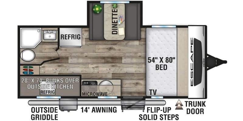 6 Best Bunkhouse Travel Trailers Under 5000 lbs For Traveling with Family 6 K-Z – Escape E191BHK