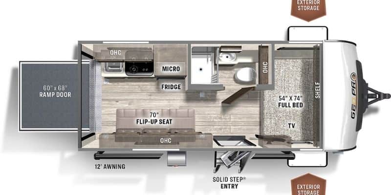 Our Top 8 Picks for Small Yet Spacious Toy Hauler Campers in 2023 7 Rockwood Geo Pro G19 FBTH