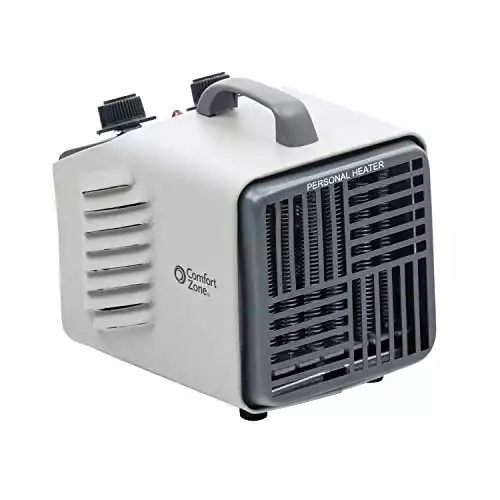 Comfort Zone CZ707 750/1,500-Watt Fan-Forced Electric Portable Utility Heater with Adjustable Thermostat, Oversized Knobs, Overheat Protection, Stay Cool Body, and Durable Metal Frame