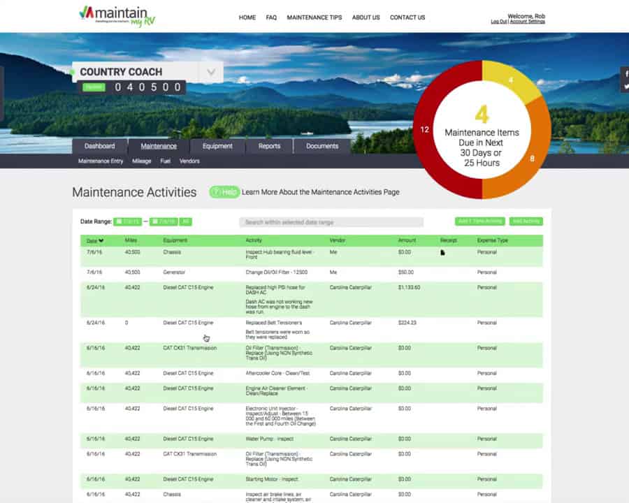 RV Maintenance Records