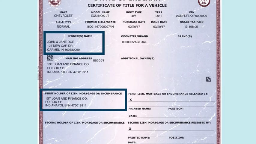 The RV's Title Or Registration 