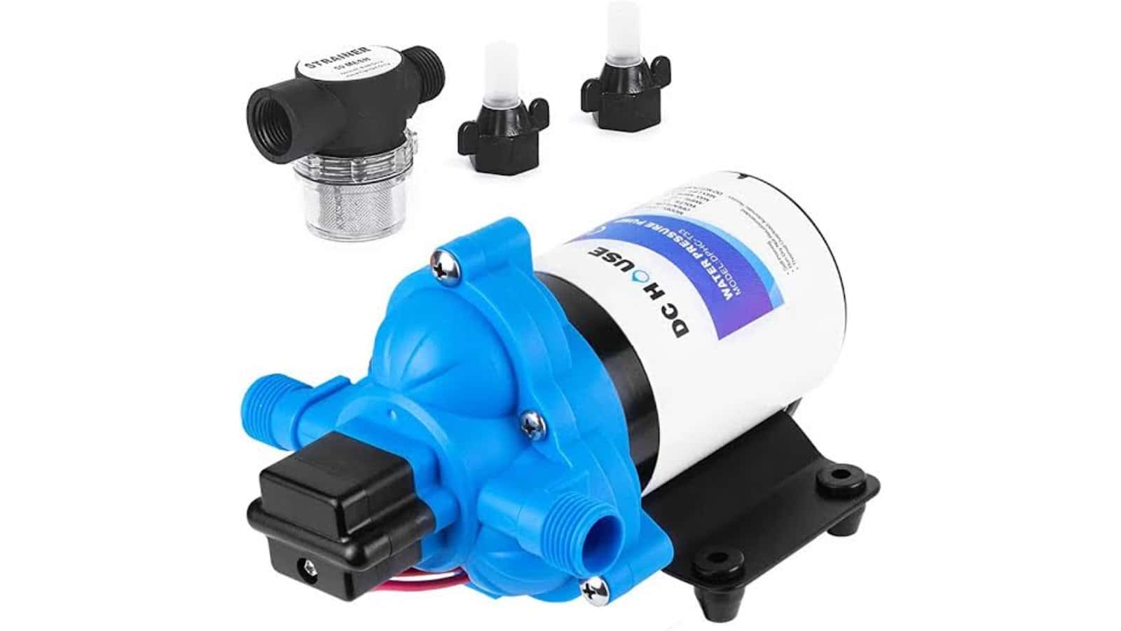 RV Water Pump Image showing an RV water pump used to prime an RV.