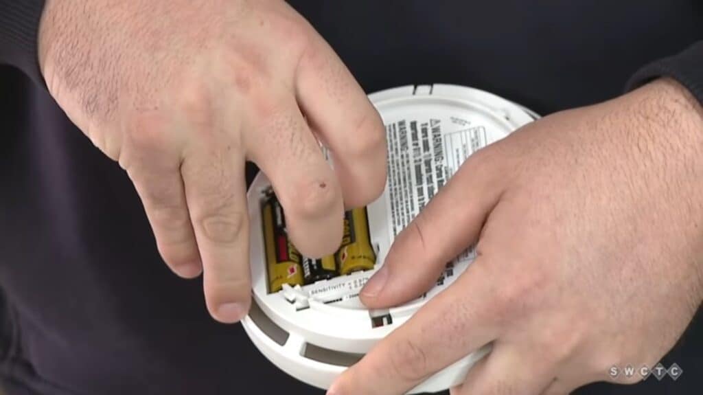 Removing batteries from RV Carbon Monoxide detector. image 19