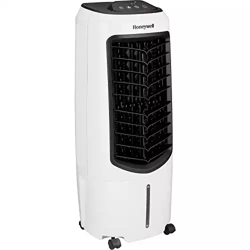 Honeywell Quiet, Low Energy, Compact Spot Fan & Humidifier, White Indoor Portable Evaporative Air Cooler