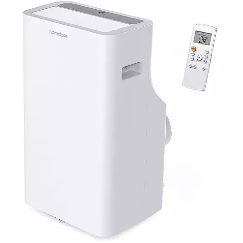 hOmelabs Portable Air Conditioner 12000 BTU - Cools Rooms up to 450 Sq. Ft. - Quiet AC Unit with Wheels, Washable Filter and Remote Control (New DOE 7200 BTU)