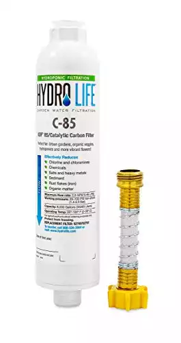 Camco Hydro Life 52700 Inline Water Filter (with Flexible Hose Protector, Hydroponics C-85)
