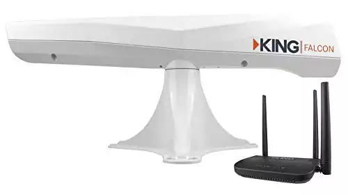 KING KF1000 Falcon Automatic Directional WiFi Antenna with WiFiMax Router and Range Extender - White