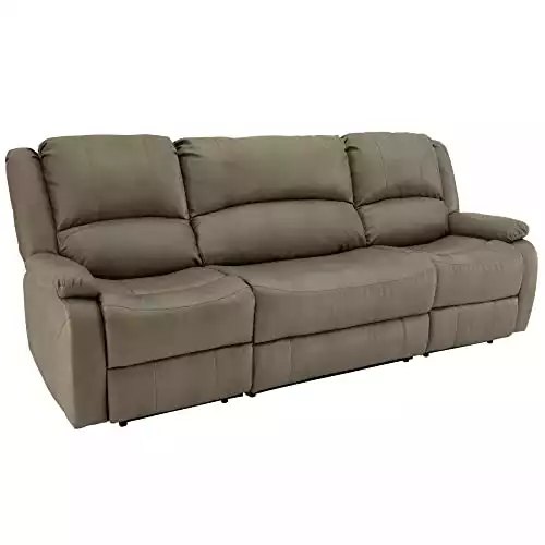 RecPro RV 94" Sofa Recliner & Console | Wall Hugger Couch | Double Reclining Camper Furniture | Zero Wall Theater Seating (Putty)