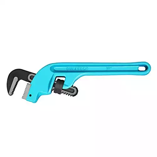 DURATECH 10-Inch Offset Pipe Wrench, Heavy Duty End Pipe Wrench, Cast Iron Handle, Adjustable Plumbing Wrench