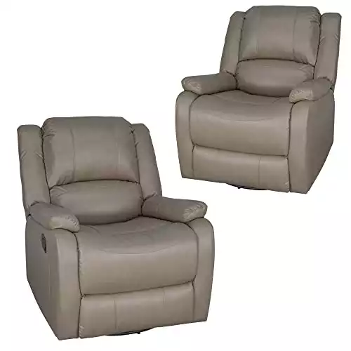 RecPro Set of 2 Charles Collection | 30" Swivel Glider RV Recliner | RV Living Room (Slideout) Chair | RV Furniture | Glider Chair | Putty
