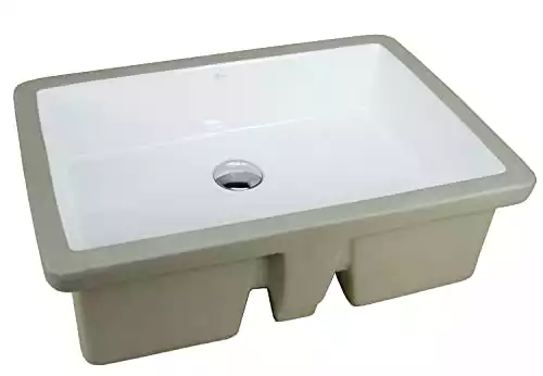 KINGSMAN 22 INCH Durable Rectrangle Undermount Vitreous Ceramic Lavatory Vanity Bathroom Sink Pure White (22 INCH)