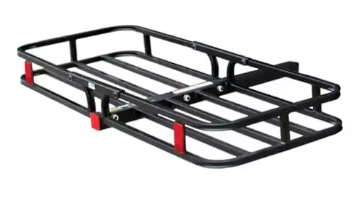 MaxxHaul 70107 53" x 19-1/2" Hitch Cargo Carrier - Trailer Mount Steel With High Side Rails For RV's, Trucks, SUV's, Vans, Cars 2" Receiver 500-lb Load Capacity , Black