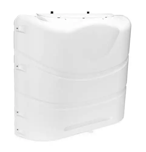 Camco Dual RV Propane Tank Cover | Fits 20lb or 30 lb Steel Double Tanks | Polar White (40559)