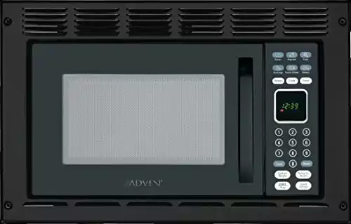 Advent MW912BWDK Black Built-in Microwave Oven with Wide Trim Kit PMWTRIM, Specially Built for RV Recreational Vehicle, Trailer, Camper, Motor Homes; 0.9 CuFt capacity; 900 watts Cooking Power; 10 Adj