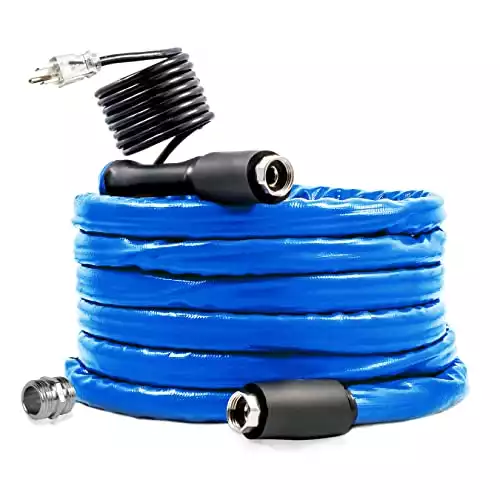 Camco 25-Foot Heated Drinking Water Hose | Features Water Line Freeze Protection Down to -40°F/C, an Energy-Saving Thermostat, and Includes Adapter for Connection to Either End of Hose (22922)