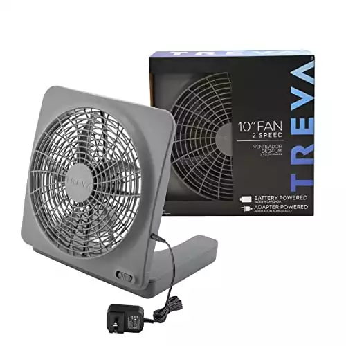O2COOL Treva 10-Inch Portable Desktop Air Circulation Battery Fan, 2 Speed, Compact Folding & Tilt Design, with AC Adapter (Graphite)