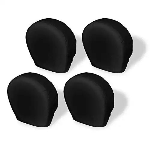 Explore Land Tire Covers 4 Pack - Tough Tire Wheel Protector for Truck, SUV, Trailer, Camper, RV - Universal Fits Tire Diameters 32-34.75 inches, Black
