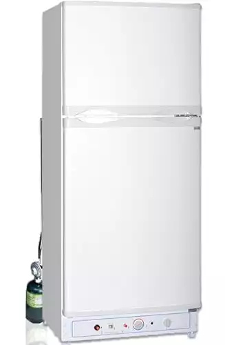 SMETA RV Propane Refrigerator with Freezer, Large Gas Propane Fridge RV Refrigerator Absorption Camping Dual Powered 110V, 6.1 Cu.ft 2 Way Refrigerator for Garage Off Grid Living, White