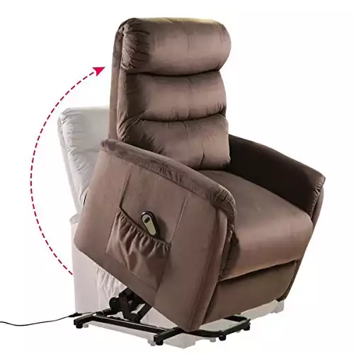 Giantex Power Lift Chair Recliner for Elderly Soft and Warm Fabric, with Remote Control for Gentle Motor Living Room Furniture, Chocolate