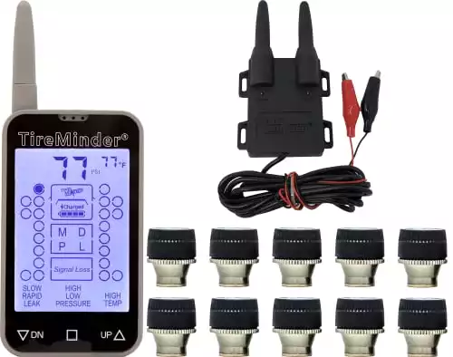 TireMinder TM-A1A-10 A1A Tire Pressure Monitoring System (TPMS) with 10 Transmitters for RVs, MotorHomes, 5th Wheels, Motor Coaches and Trailers