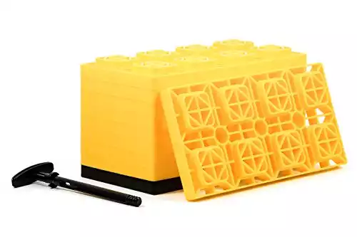 Camco Patented FasTen Leveling Blocks for RVs, Interlocking RV Leveling Blocks 4 x 2, Pack of 10 (21023)