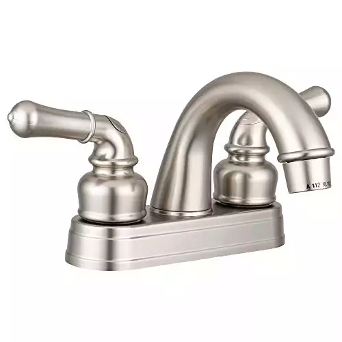 Dura Faucet DF-PL620C-SN RV Bathroom Sink Faucet - Smooth Turning 2-Lever (Brushed Satin Nickel)