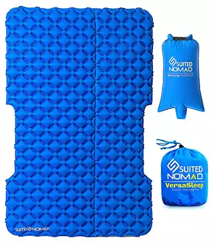 SUITEDNOMAD Double Sleeping Pad for Camping 3in Thick, 2 Person Inflatable SUV Air Mattress Bed, Lightweight Versatile Design Mat for Car Camping, Tent, Backpacking, Travel