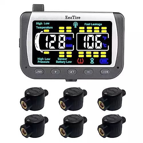 EEZ RV Products EEZTire-TPMS Real Time/24x7 Tire Pressure Monitoring System (TPMS6FT) - 6 Flow-Through Sensors