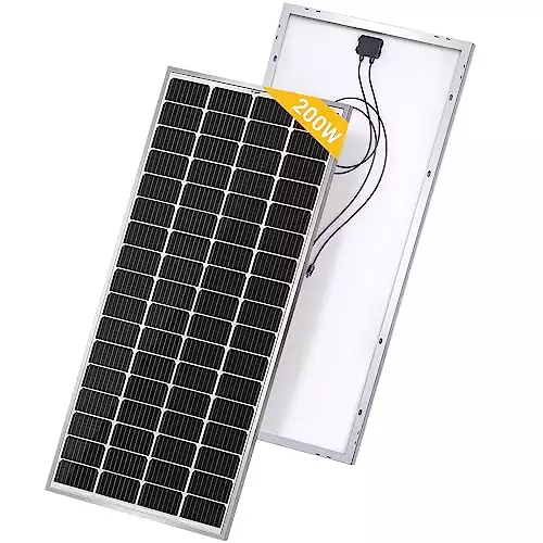 BougeRV 9BB Cell 200 Watts Solar Panel,23% High-Efficiency Mono Module Monocrystalline Technology Work with 12 Volts Charger for RV Camping Home Boat Marine Off-Grid