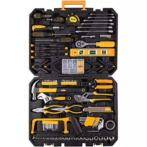 198 Piece Mechanics Tool Set Socket Wrench Auto Repair Tool Combination Mixed Tools Set Hand Tool Kit with Plastic Toolbox Organizer Storage Case