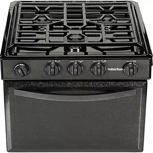 Suburban 3206A Gas Range with Conventional Burners - Black w/Piezo Ignition, 17"