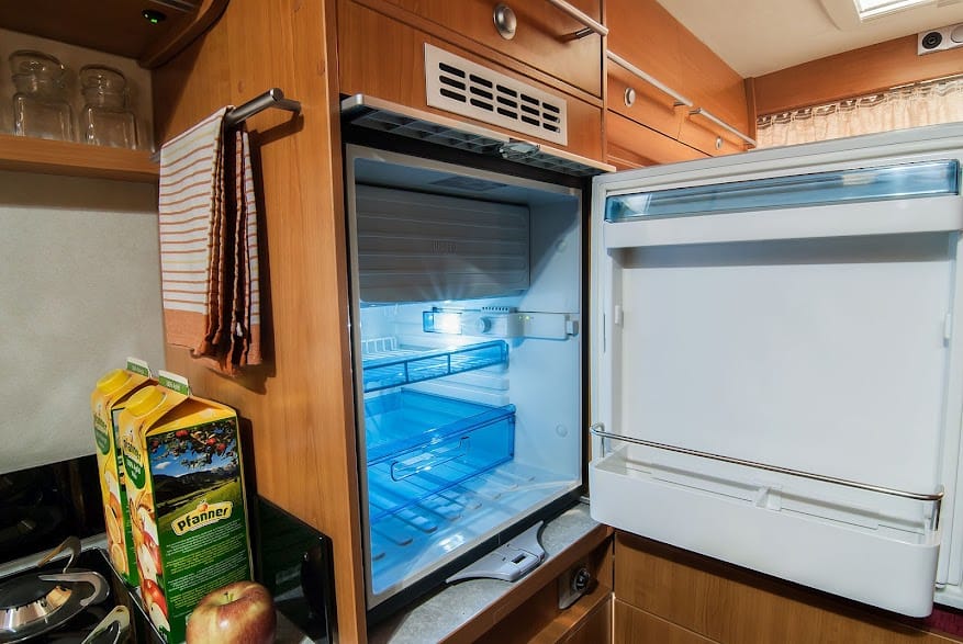 travel refrigerator in van