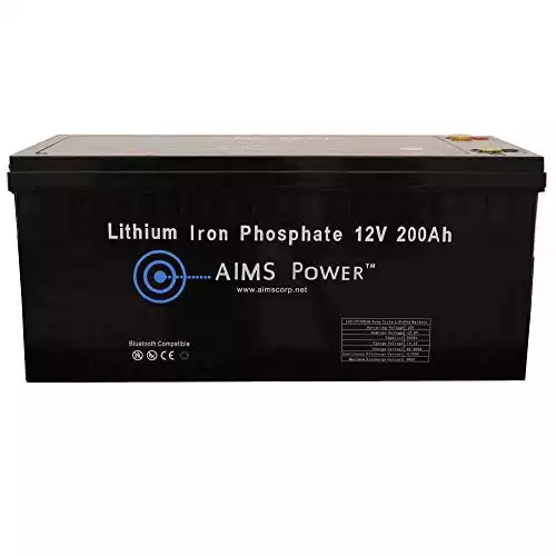 AIMS Power Lithium Battery 12V 200Ah LiFePO4 with Bluetooth Monitoring 4000+ Cycles Ideal for Home, RV, and Off Grid Application